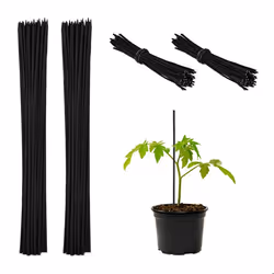 Tuteur à tomates avec fil de fer lot de 100 pour jeunes plantes en bambou H x D : env. 30 x 05 cm noir