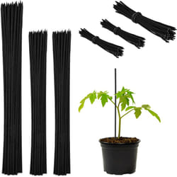 Relaxdays - Tuteur à tomates avec fil de fer, lot de 150, pour jeunes plantes, en bambou, h x d : env. 30 x 0,5 cm, noir