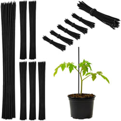 Relaxdays - Tuteur à tomates avec fil de fer, lot de 300, pour jeunes plantes, en bambou, h x d : env. 30 x 0,5 cm, noir