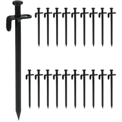 Lot de 20 piquets de fixation, pour sols durs, 20 cm, acier inoxydable, sardines pour le camping, noir - Relaxdays