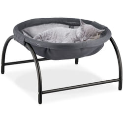 Relaxdays - Hamac pour chat, lit surélevé, HxLxP : 25 x 44 x 42 cm, couchage chaton, maille filet, gris foncé/noir