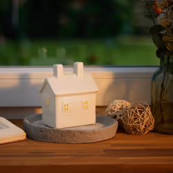 Relaxdays - Photophore en forme de maison, pour 1 bougie chauffe-plat, h x l x p : 12 x 10 x 6,5 cm, blanc