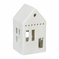 Relaxdays - Photophore en forme de maison, pour 1 bougie chauffe-plat, h x l x p : 12 x 7 x 6 cm, blanc