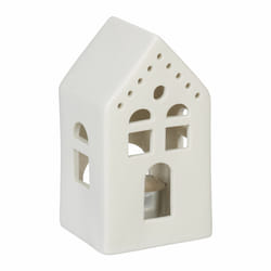 Relaxdays - Photophore en forme de maison, pour 1 bougie chauffe-plat, h x l x p : 12 x 6,5 x 6 cm, blanc