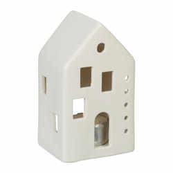 Relaxdays - Photophore en forme de maison, pour 1 bougie chauffe-plat, h x l x p : 12 x 7 x 6 cm, blanc