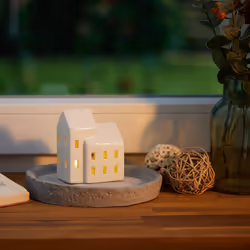 Relaxdays - Photophore en forme de maison, pour 1 bougie chauffe-plat, h x l x p : 9,5 x 7,5 x 6 cm, blanc
