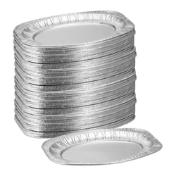 Relaxdays - Plateaux de service aluminium, lot de 100, LxP: 35x24 cm, supports ovales, pour cuisson indirecte, argenté