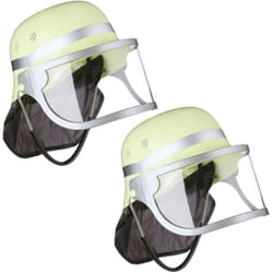 Relaxdays - Casque de pompier, lot de 2, réglable, visière rabattable, protège-nuque. h x l x p : 24,5 x 22,5 x 28 cm, jaune
