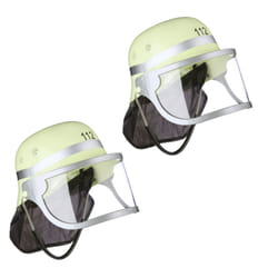 Relaxdays - Casque de pompier pour enfants, lot de 2, avec visière réglable en pvc HxlxP: 24,5 x 22,5 x 28 cm, jaune