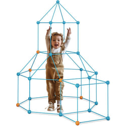 Relaxdays - Jeu de construction, cabane enfant, set de 85 pièces, construire tente, système d'emboîtement, multicolore