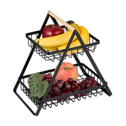 Relaxdays 4052025494421 panier à service Rectangulaire Fer, Bois Noir