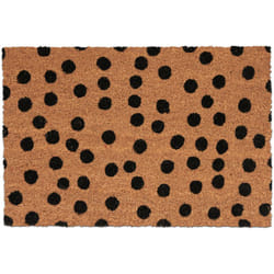 Relaxdays - Paillasson en coco, design à pois, LxP : 60x40 cm, tapis intérieur & extérieur, antidérapant, nature - noir