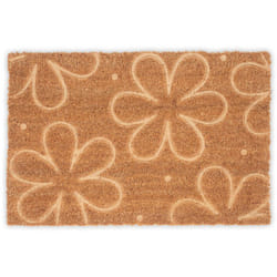 Relaxdays - Paillasson en coco, tapis à fleurs, 40 x 60 cm, antidérapant, résistant, pour intérieur et extérieur, nature