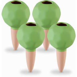Arrosage en terre cuite, lot de 4, diamètre : 6 cm, pour l'intérieur ou l'extérieur, marron et vert - Relaxdays