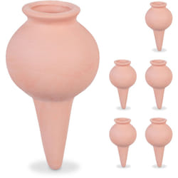 Relaxdays - Arrosage en terre cuite, lot de 6, arrosage automatique, pour intérieur (chambre) & extérieur (balcon), marron