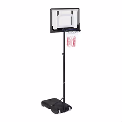 Relaxdays Panier de basket sur pied mobile réglable en hauteur panneau pour extérieur noir et blanc