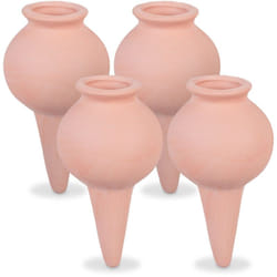 Relaxdays Arrosage en terre cuite, lot de 4, arrosage automatique, pour intérieur (chambre) & extérieur (balcon), marron