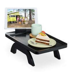 Relaxdays Tablette de canapé accoudoir bambou avec support pour téléphone H x L x P : 12 x 405 x 25 cm noir