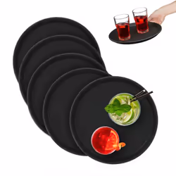 Ce lot de 5 plateaux de service ronds est idéal pour les établissements de restauration tels que les cafés, bars ou restauran ...