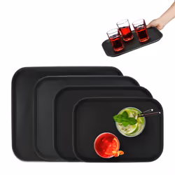 Ce lot de 4 plateaux de service rectangulaires est idéal pour les établissements de restauration, tels que les cafés, bars ou ...