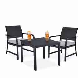 Profitez de vos moments en plein air avec cet ensemble de table de jardin accompagnée de deux chaises. Grâce à ce set de terr ...