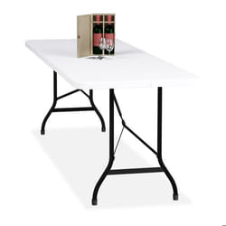 Relaxdays table de jardin pliante 75 x 220 x 68 cm résistante aux intempéries plastique & acier 8 personnes blanche
