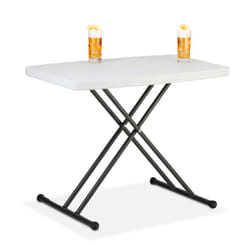 Table de camping pliante, HxLxP: 71x78x49 cm plastique & acier, résistante aux intempéries, blanche - Relaxdays