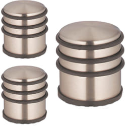 Relaxdays - Butoir de porte, lot de 3, acier inoxydable et caoutchouc, lourd et haut, antidérapant, anneaux, hd : 7,5 x 7 cm, bronze