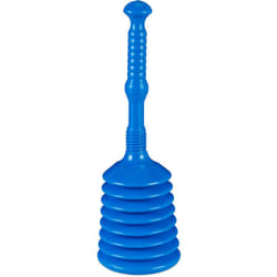Relaxdays - Déboucheur à ventouse, HxD : env. 49x15,5 cm, débouche évier, baignoire, douche, pression, en plastique, bleu