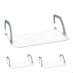 Relaxdays Étendoir pour le linge lot de 3 longueur de 3 m à suspendre pour balcon pour vêtements blanc - gris