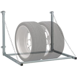 Relaxdays - tagère à pneus, télescopique, support mural pour 4 roues, rabattable, jusqu'à 90 kg, porte-pneus, acier, gris