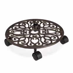 Relaxdays Support à plantes porte-pots rond en fonte HxD : 75 x 335 cm pour fleurs intérieur & extérieur marron