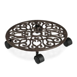 Relaxdays Support à plantes porte-pots rond en fonte HxD : 75 x 335 cm pour fleurs intérieur & extérieur marron