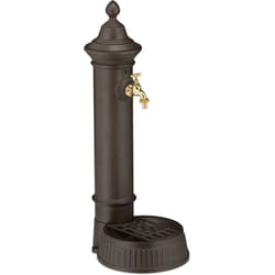 Relaxdays - Fontaine extérieure de jardin, design antique, avec robinet et bac, h x l x p : env. 72 x 26 x 31 cm, marron