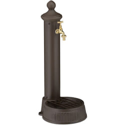Relaxdays - Fonte extérieure de jardin, design antique, avec robinet et bac, h x l x p : env. 65 x 25 x 30 cm, marron