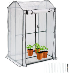 Relaxdays - Serre de balcon avec 4 grilles, hlp: 150x100x80 cm, plastique pe et acier, plantes, herbes, transparent/vert