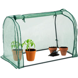 Relaxdays - Serre de jardin, bâche en pe, porte enroulable, hlp : 80x113x70 cm, système d'emboîtement, transparent/vert