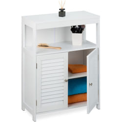 Relaxdays - Meuble de salle de bain, HxLxP : env. 80 x 60 x 29 cm, niveaux intérieurs réglables, 2 portes, mdf, blanc