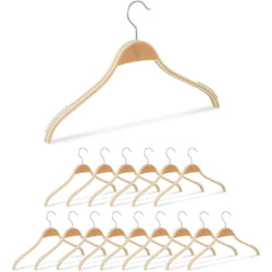 Relaxdays - Cintres en bois, lot de 16, l : 42 cm, rainures antidérapantes, crochet pivotant, cintres stables, nature