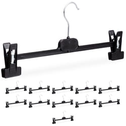 Relaxdays - Cintres à vêtements, lot de 12, 2 pinces, pour pantalons & jupes, HxLxP : 15x35,5x2,5 cm, pp & fer, noir
