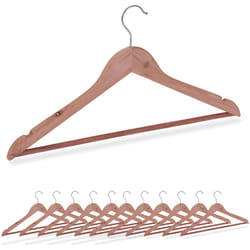 Relaxdays - Cintres en bois de cèdre, lot de 12, protection anti-mites pour penderie, barre à pantalon, nature