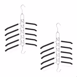 Relaxdays Cintre multiple lot de 2 5 en 1 horizontal et vertical antidérapant gain de place noir/argenté