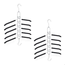 Relaxdays Cintre multiple lot de 2 5 en 1 horizontal et vertical antidérapant gain de place noir/argenté