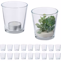 Créez une ambiance chaleureuse et mémorable dans votre intérieur avec ce lot de 20 photophores en verre. Ces photophores sont ...