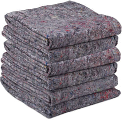 Couvertures de déménagement, lot de 6, housses en non-tissé, 150x200 cm, bâche protection peinture, grises - Relaxdays