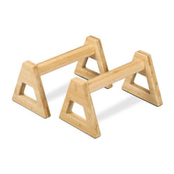 Relaxdays Poignées de pompes lot de 2 bambou 20 x 21 x 38 cm callisthénie musculation supports poirier natures