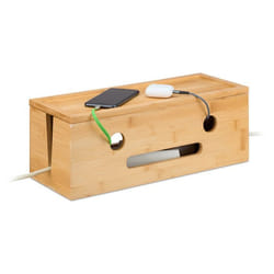 Relaxdays Boîte cache-câbles en bambou pour 2 multiprises H x L x P : 155 x 42 x 16 cm nature
