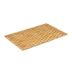 Relaxdays Tapis de bain en bambou 60x40 cm caillebotis pour sauna douche intérieur et extérieur enroulable nature
