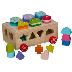 Relaxdays Boîte à formes avec jeu de tri, pour enfants dès 3 ans, 12 formes colorées, jouet de motricité, multicolore
