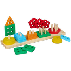 Relaxdays - Jeu d'encastrement, 5 différentes formes, en bois, pour enfants dès 3 ans, jouet de motricité, multicolore